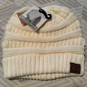 NWT CC Ivory Criss Cross Beanie